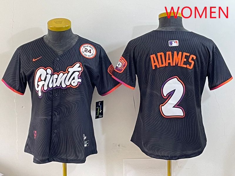 Women San Francisco Giants #2 Adames Black Joint Name Nike 2025 MLB Jersey style 9